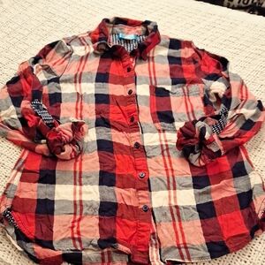 Buttons Red/Black/White Plaid Shirt Size S